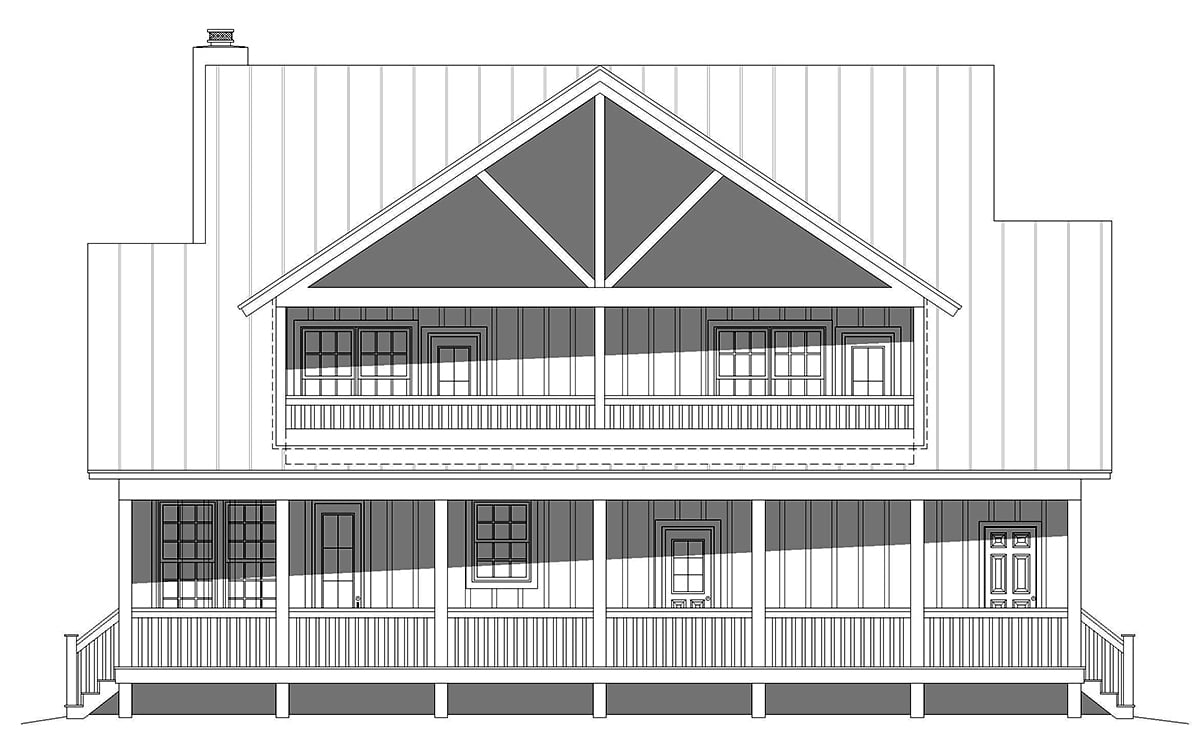 Country Farmhouse Traditional Rear Elevation of Plan 80972