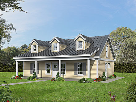 Cottage Country Farmhouse Elevation of Plan 80974