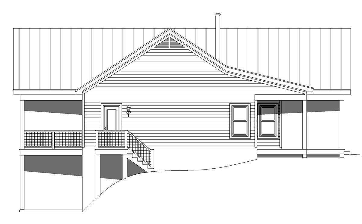 Bungalow, Cabin, Country, Craftsman, Ranch, Traditional Plan with 1357 Sq. Ft., 2 Bedrooms, 2 Bathrooms Picture 3