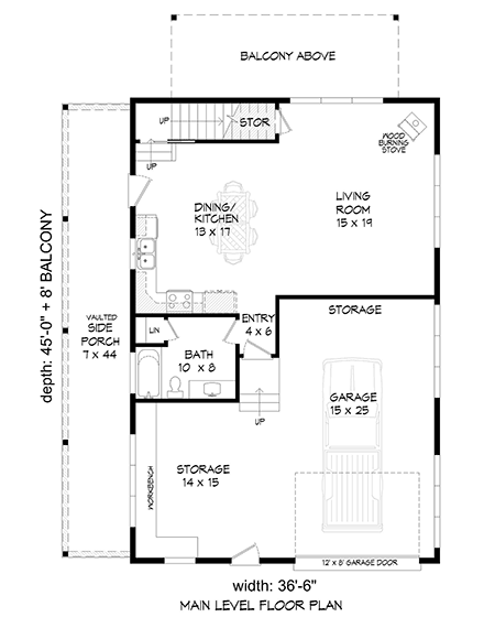Garage-Living Plan 80978 First Level Plan