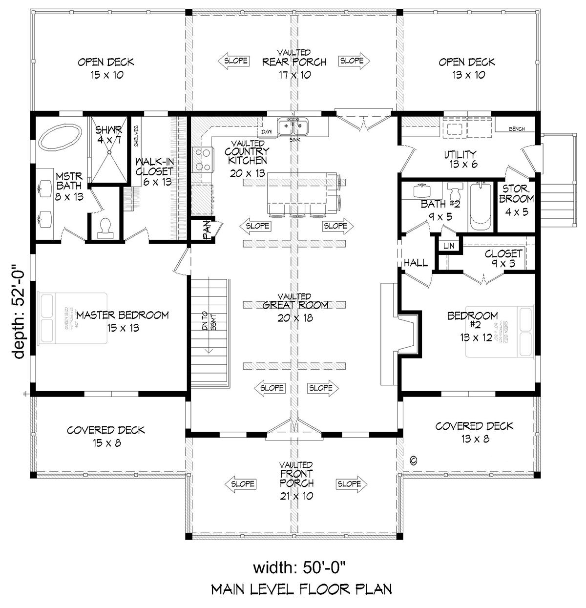 Bungalow Country Craftsman Prairie Style Ranch Traditional Level One of Plan 80982