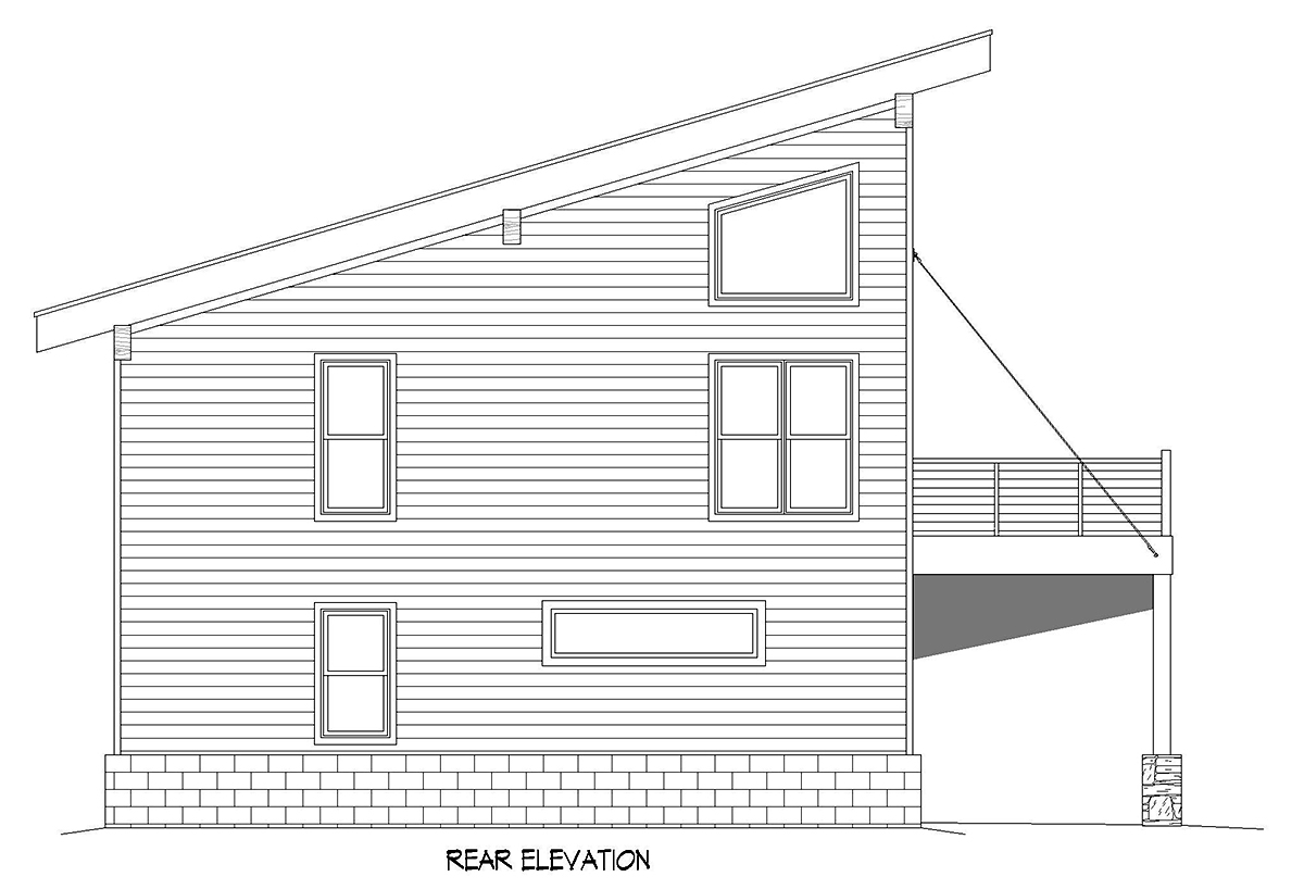 Coastal Contemporary Modern Rear Elevation of Plan 80985