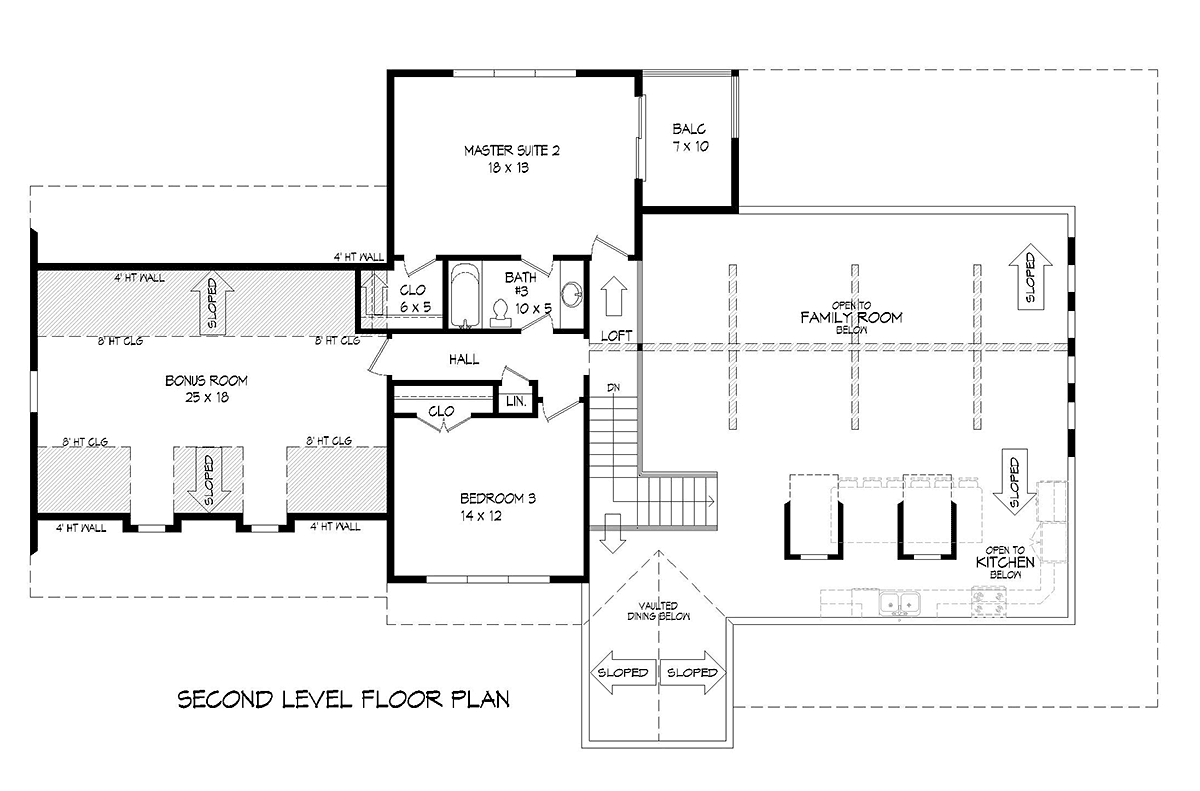 Country Farmhouse Ranch Traditional Level Two of Plan 80986