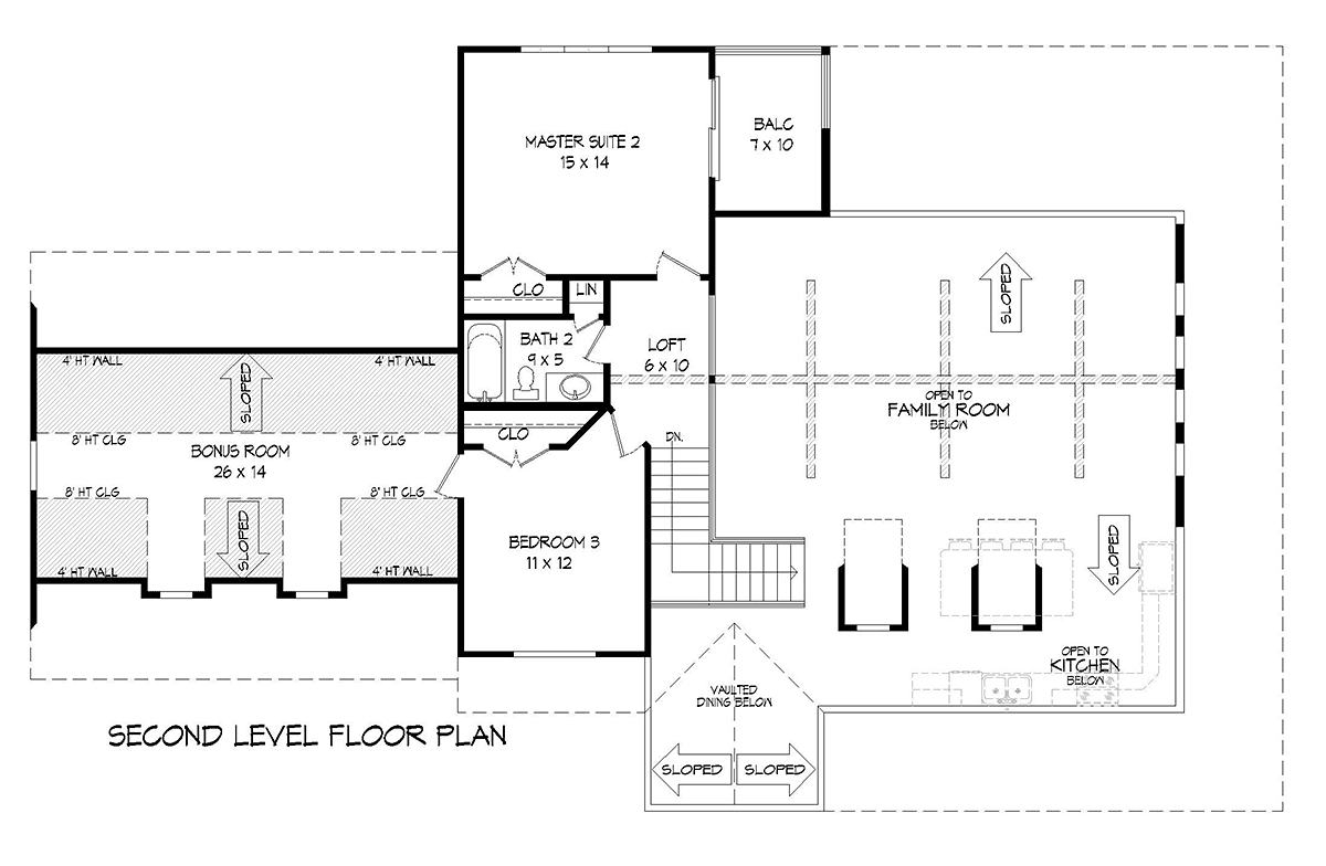 Country Farmhouse Traditional Level Two of Plan 80987