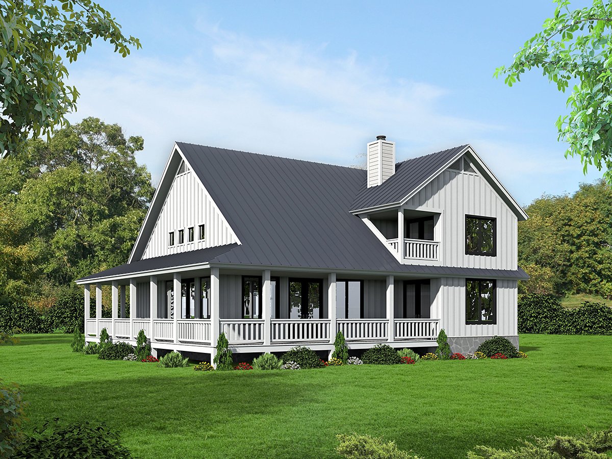 Country Farmhouse Traditional Rear Elevation of Plan 80987