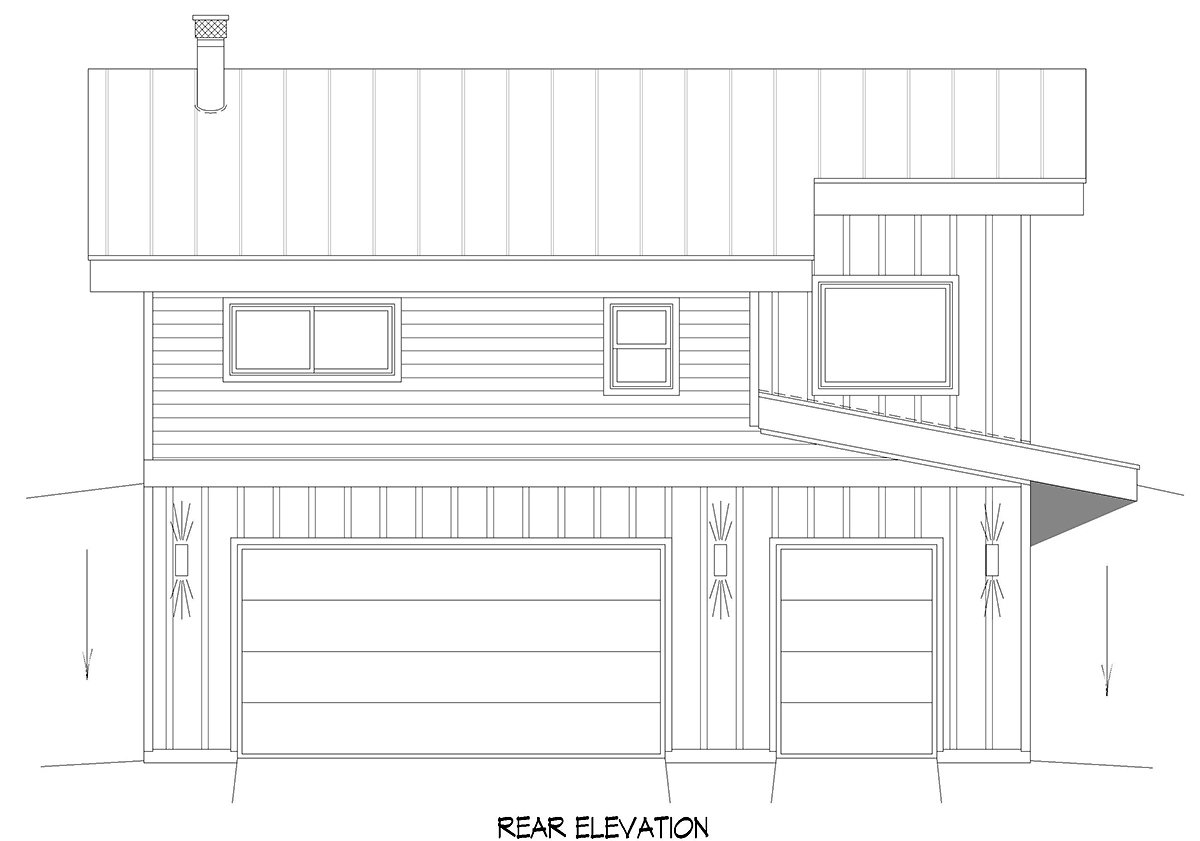 Contemporary Modern Rear Elevation of Plan 80988