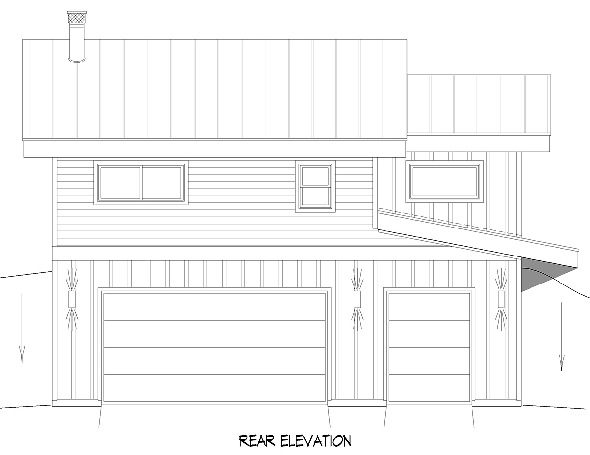 Contemporary Modern Rear Elevation of Plan 80989