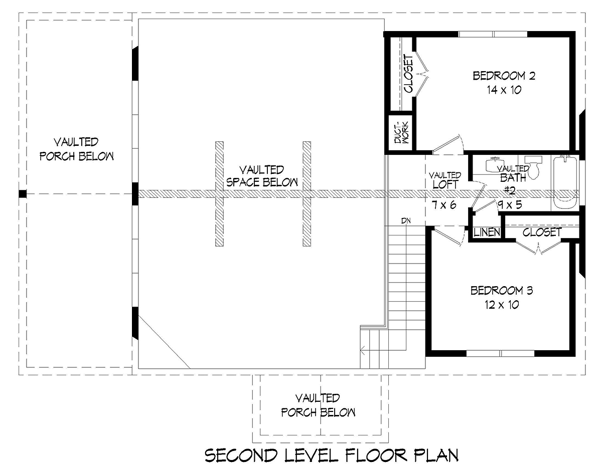 Country Prairie Style Ranch Traditional Level Two of Plan 80991
