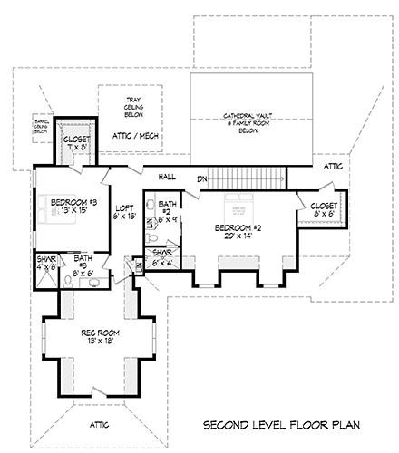 House Plan 80992 Second Level Plan