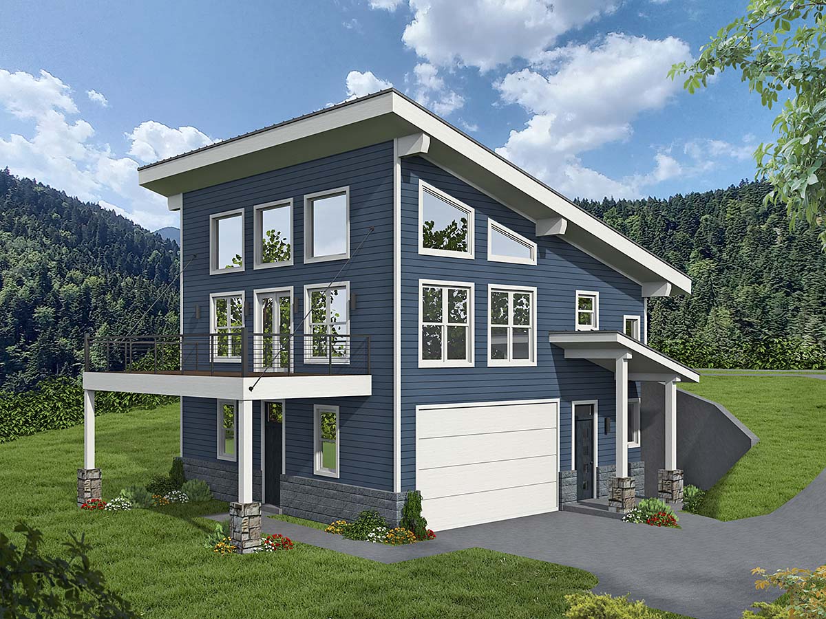 Coastal, Contemporary, Modern Plan with 1612 Sq. Ft., 2 Bedrooms, 2 Bathrooms, 2 Car Garage Elevation