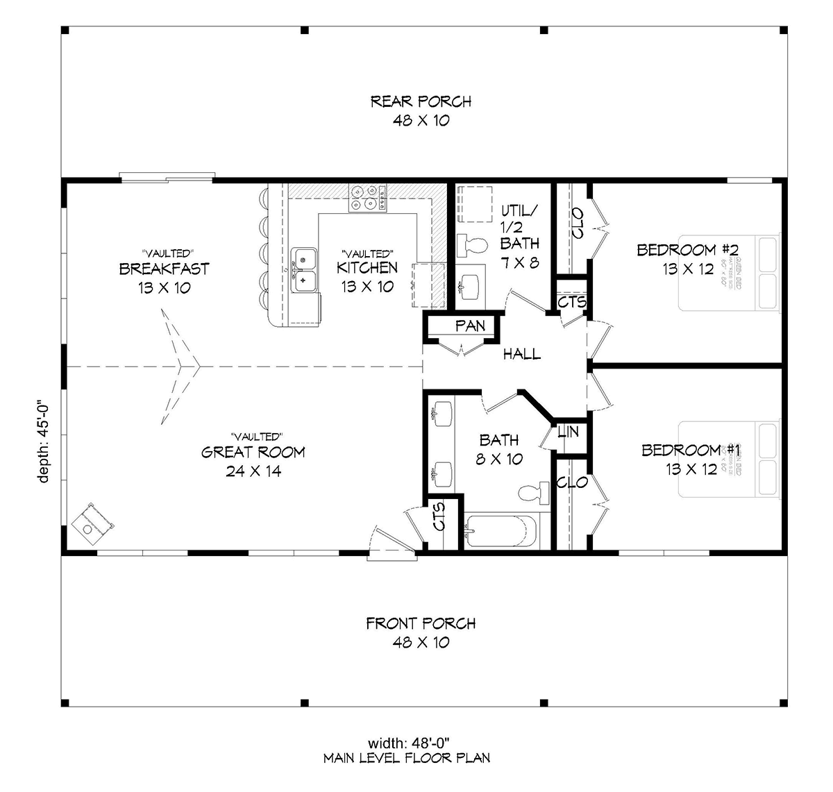 Country Farmhouse Traditional Level One of Plan 80997