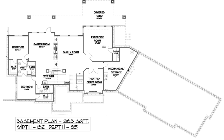 Bungalow Lower Level of Plan 81104