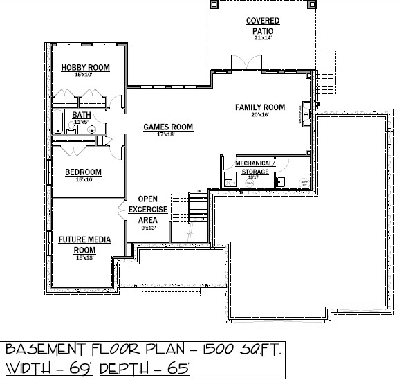 Bungalow Lower Level of Plan 81109