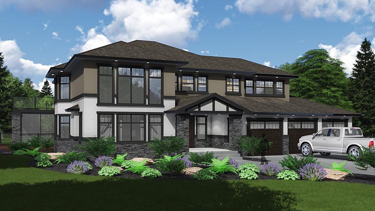 Traditional Plan with 3612 Sq. Ft., 3 Bedrooms, 3 Bathrooms, 3 Car Garage Elevation