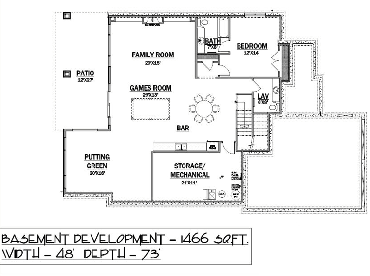 Bungalow Lower Level of Plan 81124