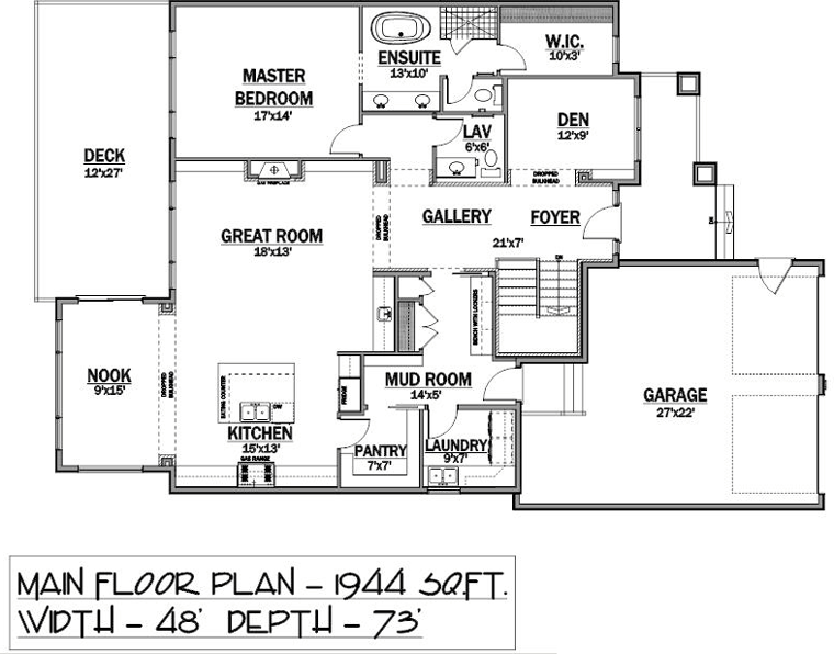 Bungalow Level One of Plan 81124