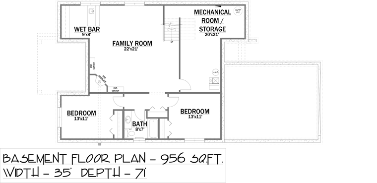 Bungalow Lower Level of Plan 81130