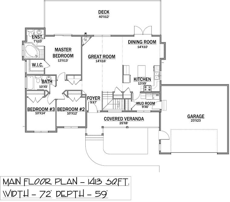 Bungalow Level One of Plan 81132