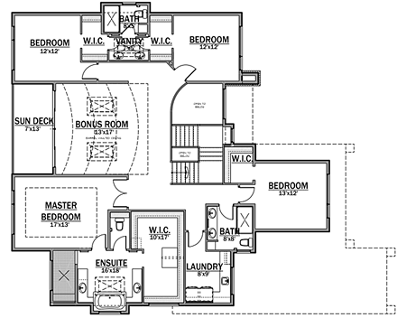 House Plan 81181 Second Level Plan