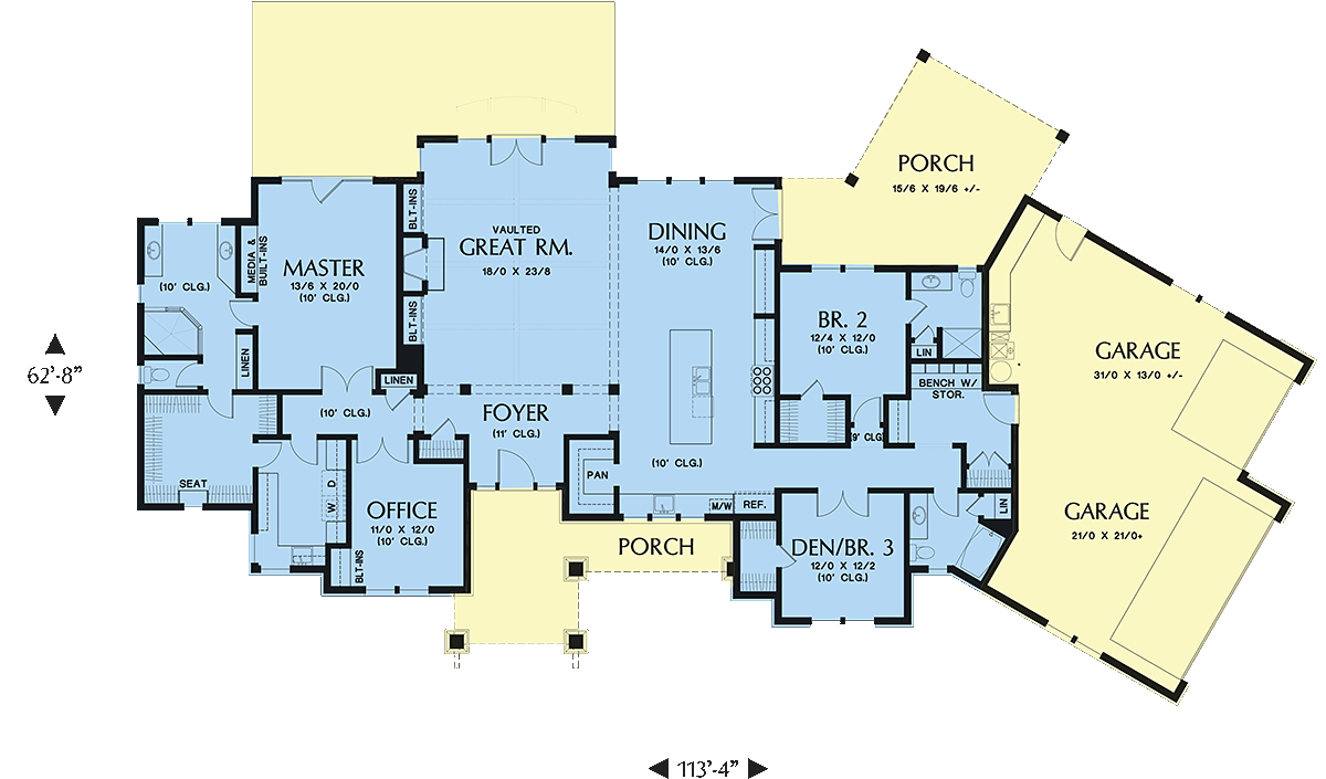 Craftsman Ranch Level One of Plan 81200