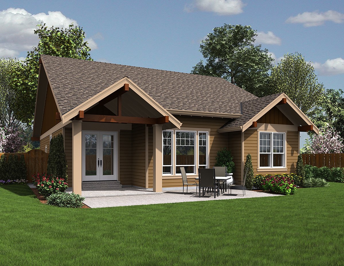 Bungalow Cottage Craftsman Rear Elevation of Plan 81201