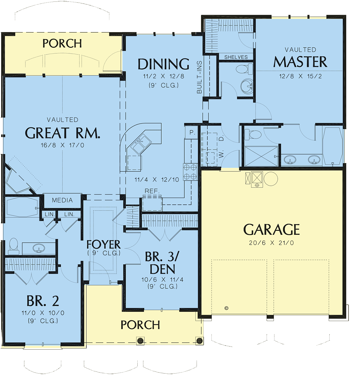 Cottage Craftsman French Country Traditional Level One of Plan 81202