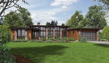 Contemporary, Modern House Plan 81203 with 3 Beds, 3 Baths, 2 Car Garage