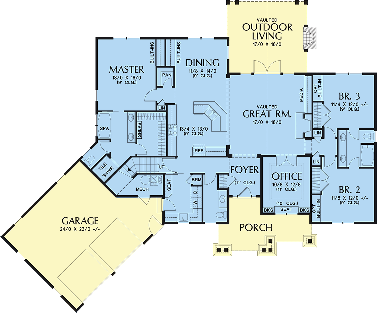 Country Craftsman Level One of Plan 81204