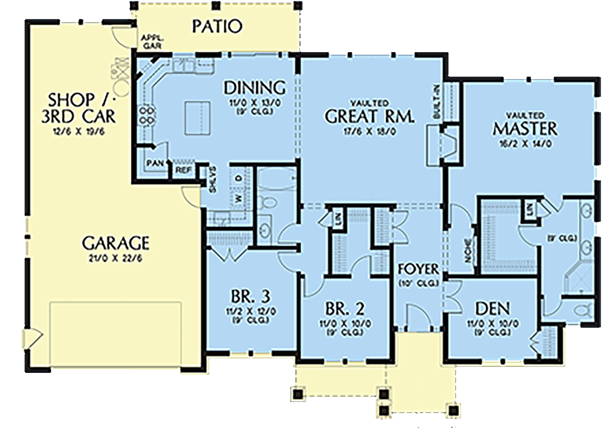 Bungalow Craftsman Level One of Plan 81206