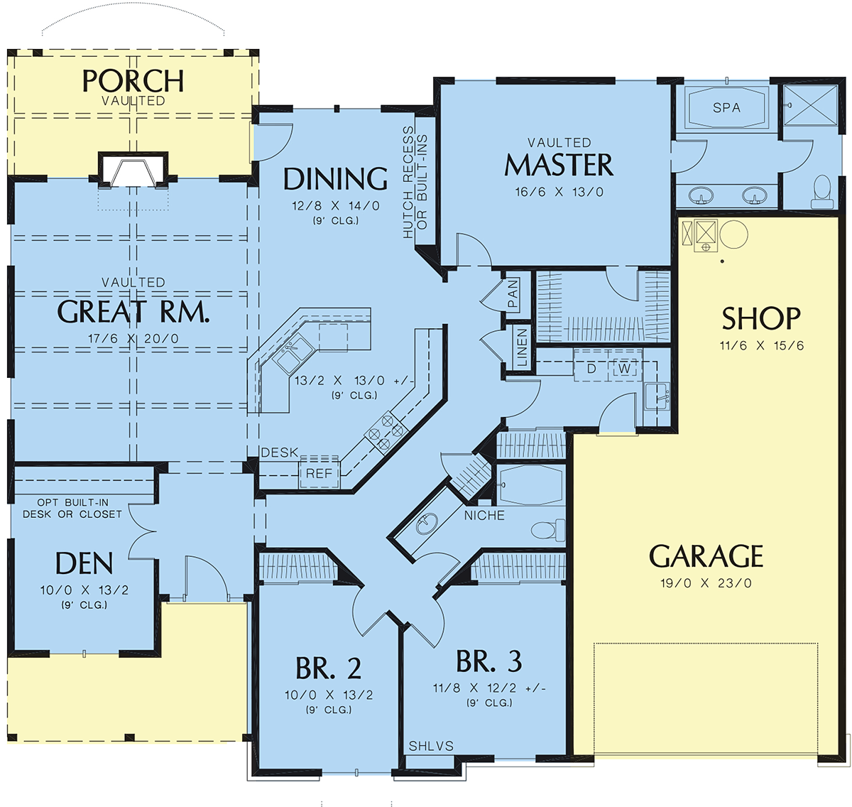 Craftsman Ranch Traditional Level One of Plan 81212