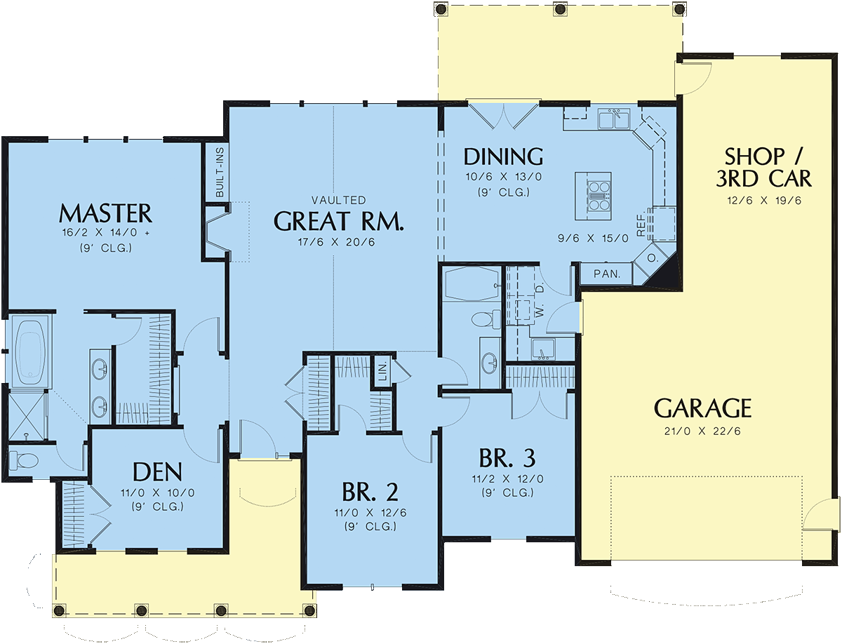 Craftsman Ranch Level One of Plan 81213