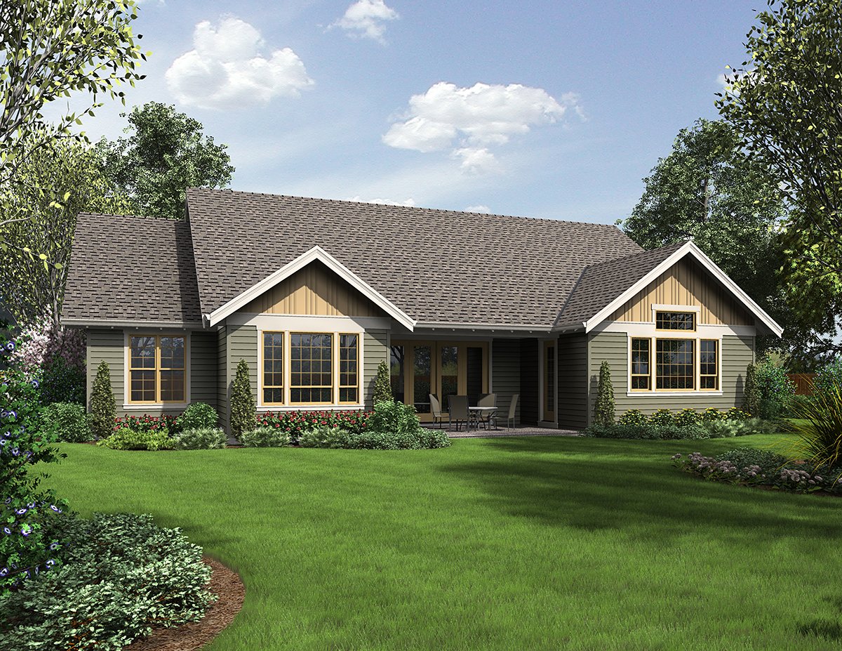 Craftsman Rear Elevation of Plan 81215