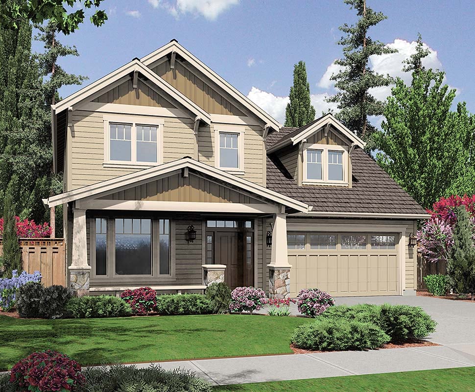 Craftsman, Traditional Plan with 1943 Sq. Ft., 3 Bedrooms, 3 Bathrooms, 3 Car Garage Elevation