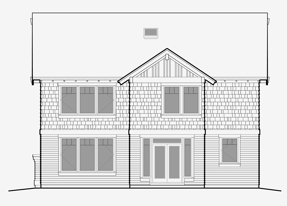 Bungalow Craftsman Traditional Rear Elevation of Plan 81219