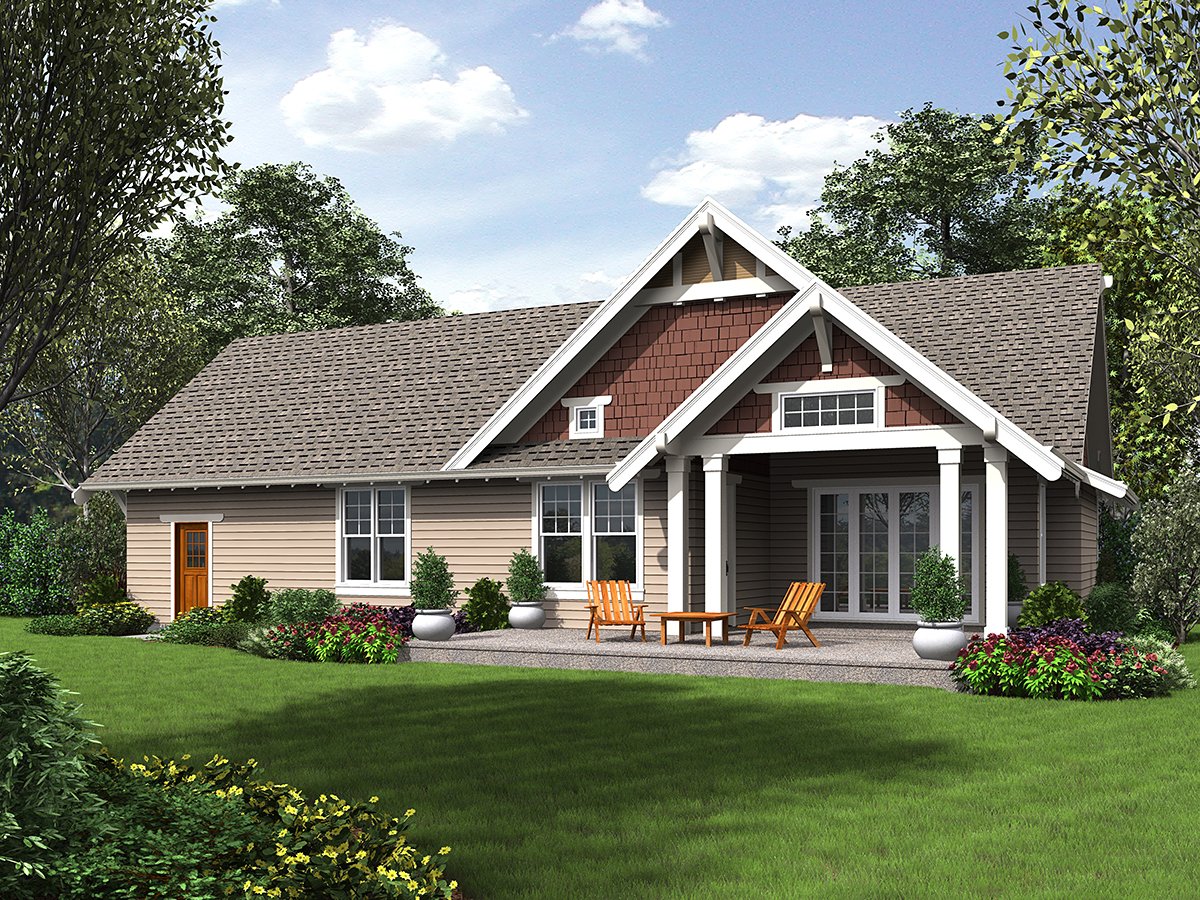 Bungalow Craftsman Traditional Rear Elevation of Plan 81220