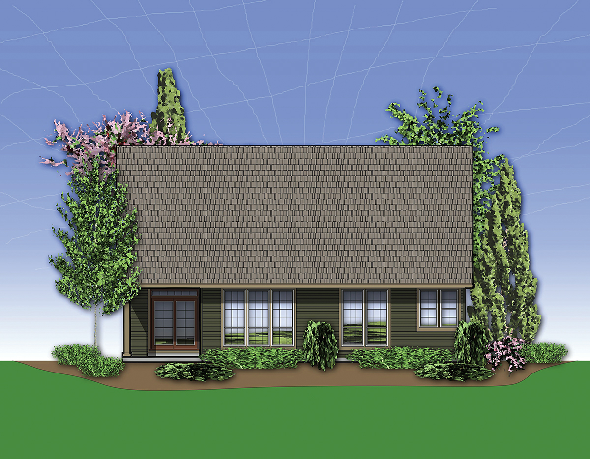 Bungalow Craftsman Rear Elevation of Plan 81225