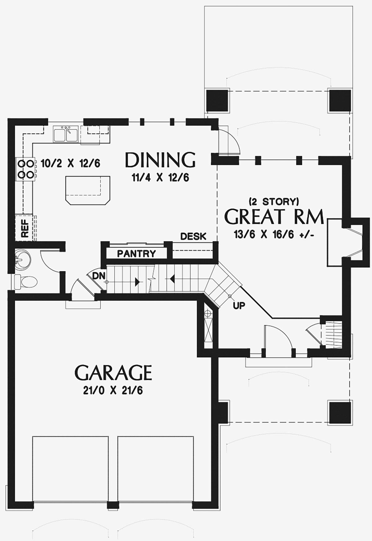 Craftsman New American Style Traditional Level One of Plan 81233