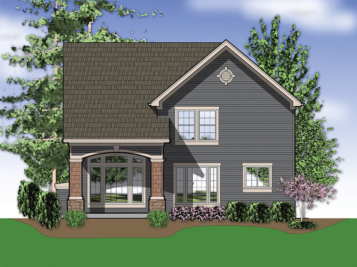 Craftsman New American Style Traditional Rear Elevation of Plan 81233