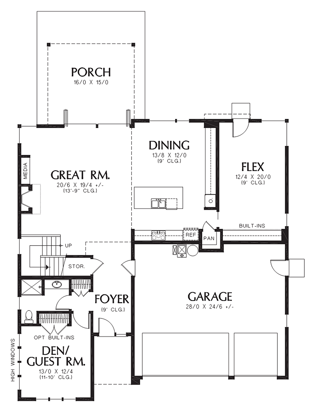 Contemporary Prairie Style Level One of Plan 81239