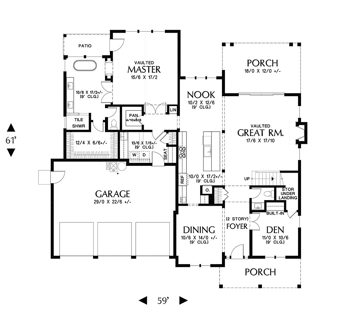 Country Farmhouse Traditional Level One of Plan 81244