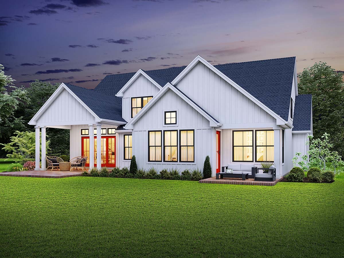Country Farmhouse Traditional Rear Elevation of Plan 81244