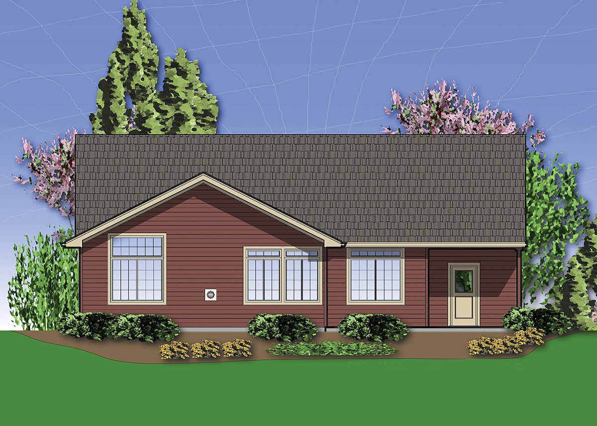 Craftsman Ranch Rear Elevation of Plan 81246