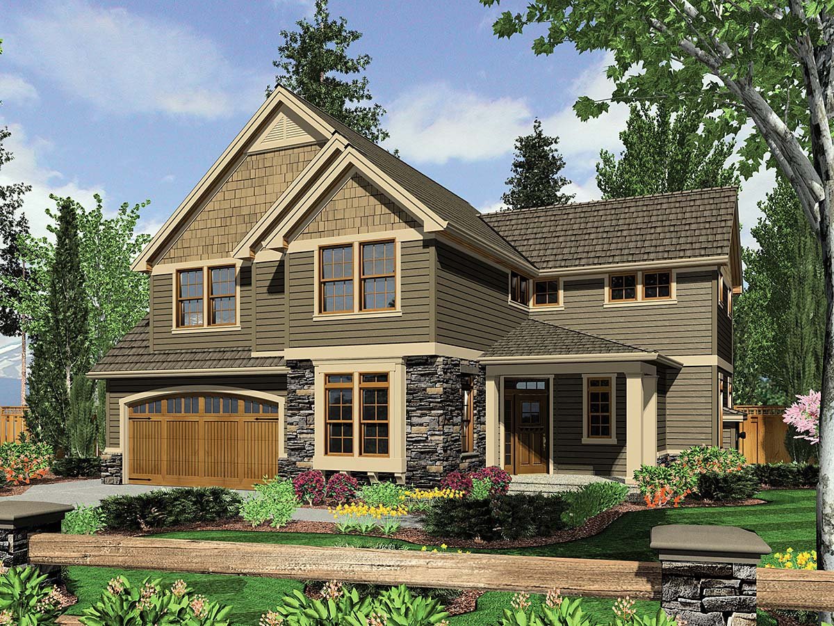 Craftsman, Traditional Plan with 2453 Sq. Ft., 4 Bedrooms, 3 Bathrooms, 2 Car Garage Elevation