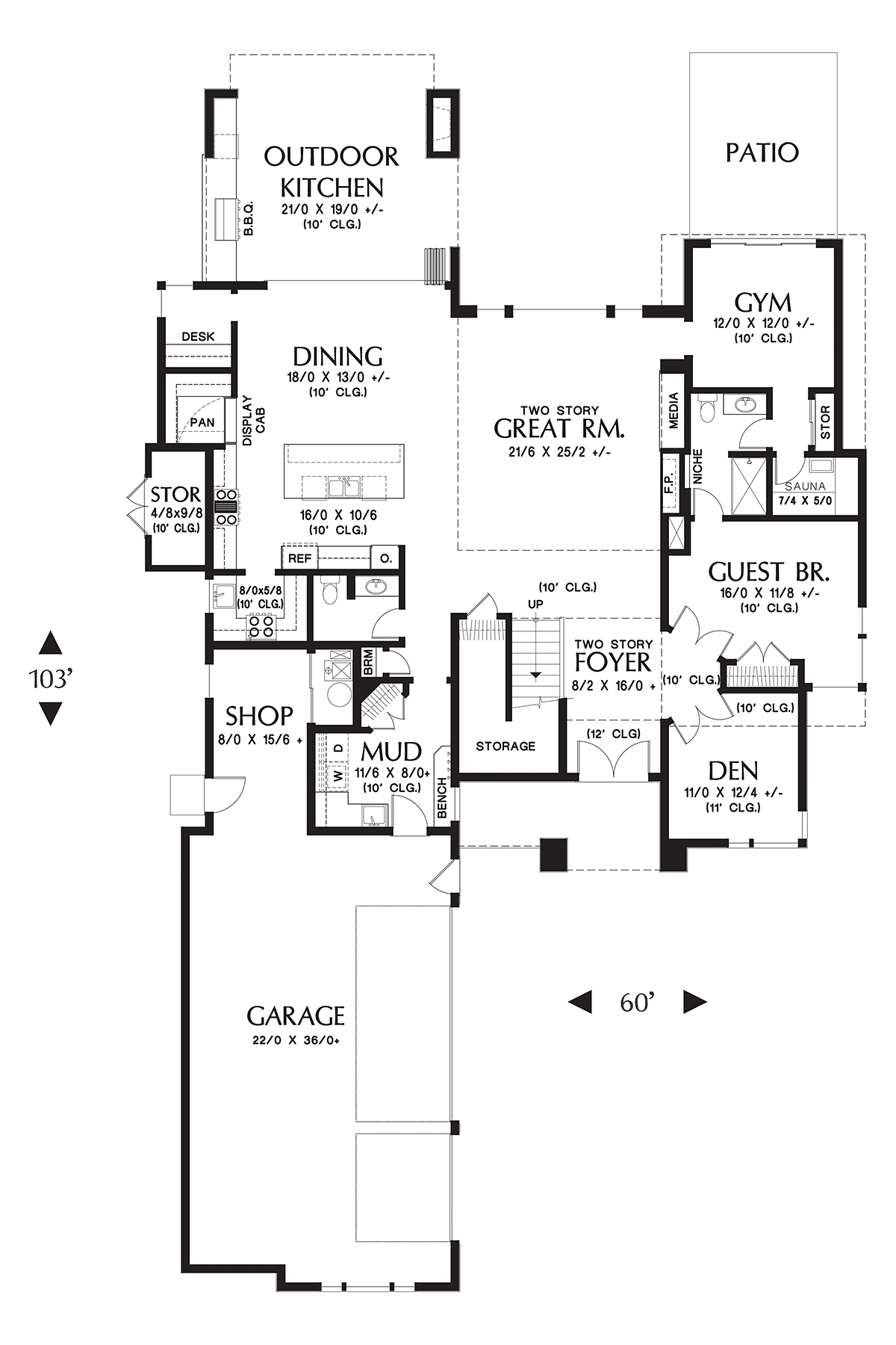 Contemporary Prairie Style Level One of Plan 81259