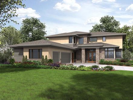 Contemporary Prairie Style Elevation of Plan 81259