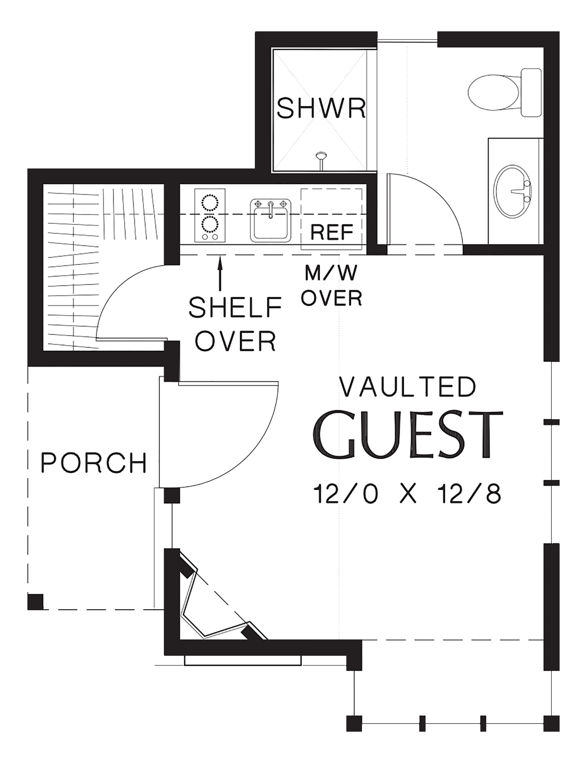 Cabin Cottage Narrow Lot One-Story Level One of Plan 81260