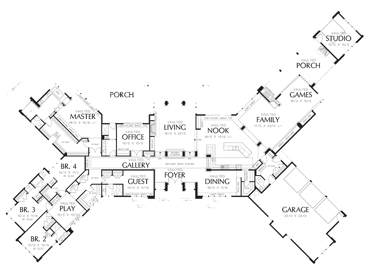 Contemporary Craftsman Farmhouse Level One of Plan 81261