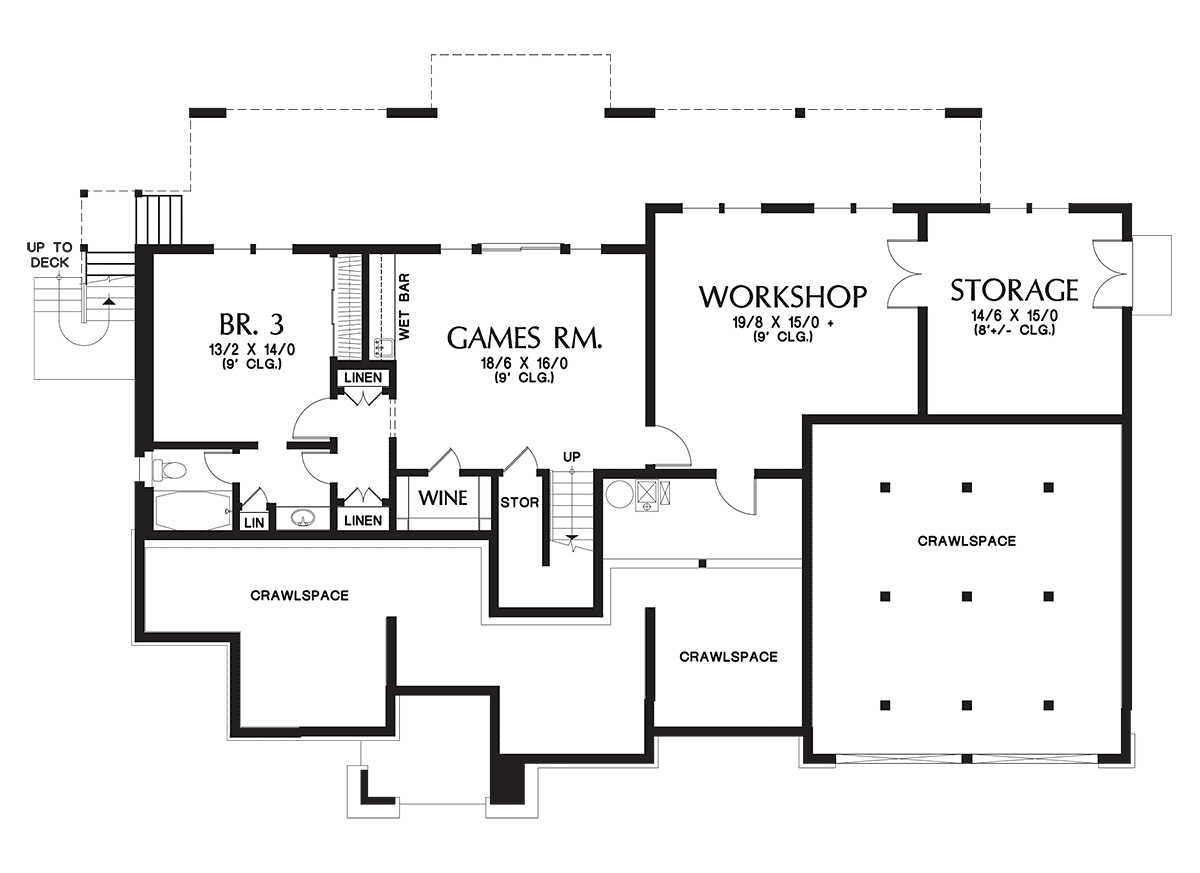 Contemporary Craftsman Tuscan Lower Level of Plan 81262