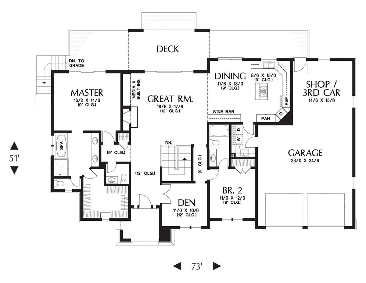 Contemporary Craftsman Tuscan Level One of Plan 81262