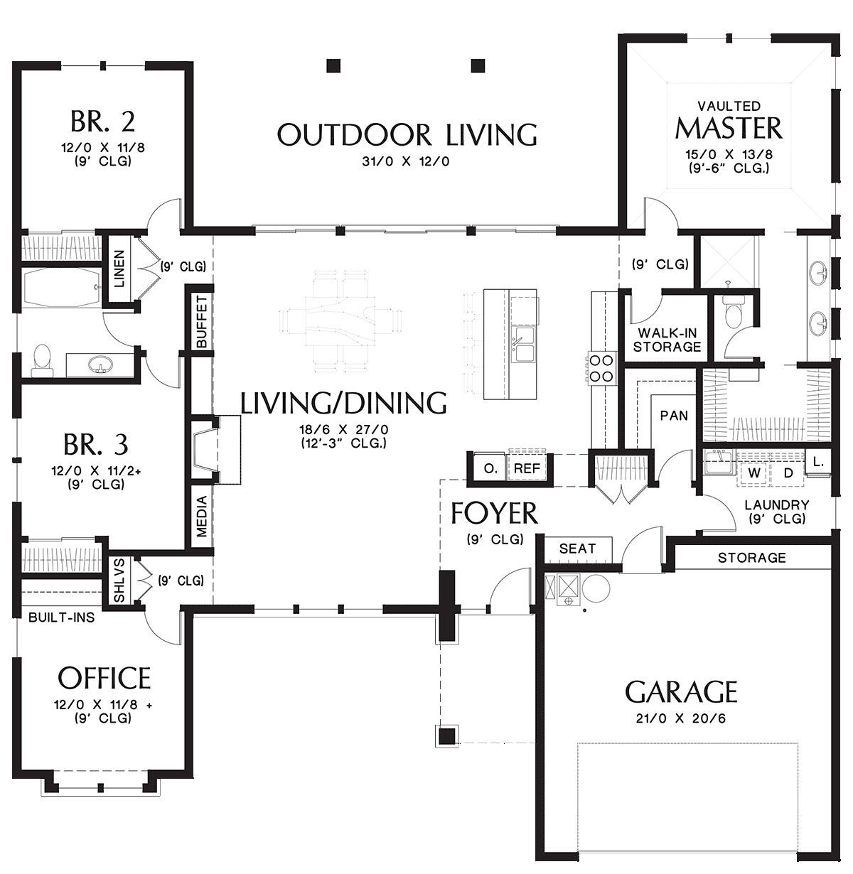 Contemporary Prairie Style Ranch Level One of Plan 81263